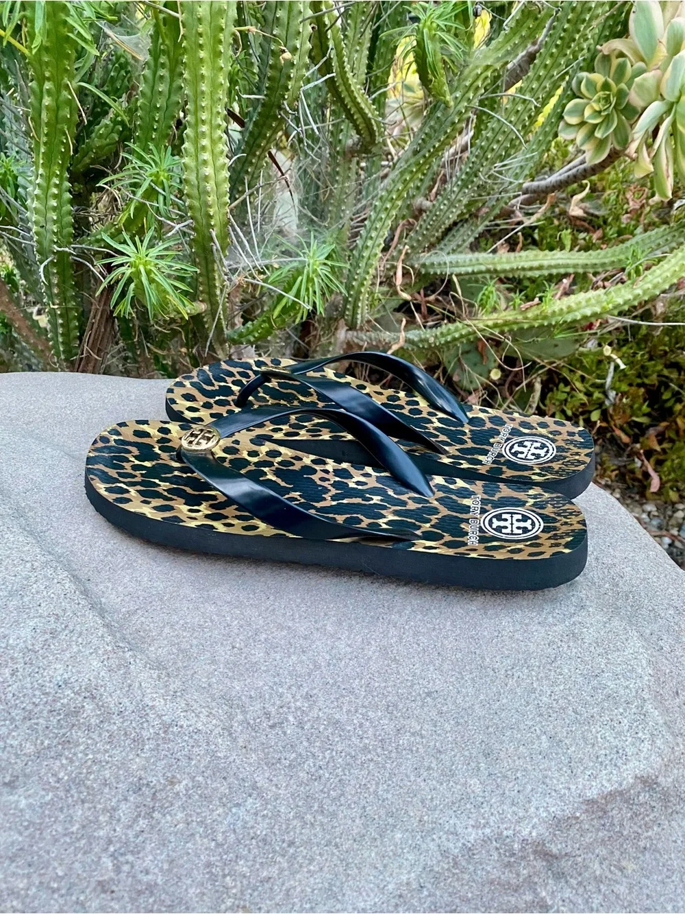 Tory Burch Leopard Print Flip Flops